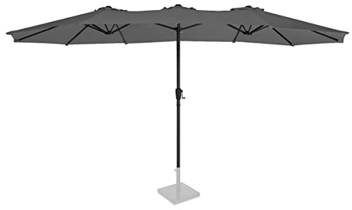 VONROC Parasol Iseo Gris 460x270cm - Parasol Double Premium - Installation Facile avec Manivelle - Protection UPF 50+ - Housse Incluse - Idéal pour Terrasse et Jardin