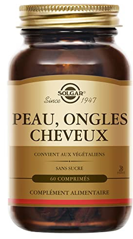 Solgar Peau, Ongles, Cheveux - Beauté - Nutriments essentiels : Zinc, Vitamine C, Acides Aminés, Cuivre - Forme Brevetée de MSM - Complément Alimentaire - Flacon de 60 comprimés
