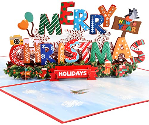 Biglietto Pop Up Natale, 3D Biglietto Auguri Natalizio, Carta del Nuovo Anno, Cartoline di Natale, Carta Pop Up Natale con Busta (Natale)