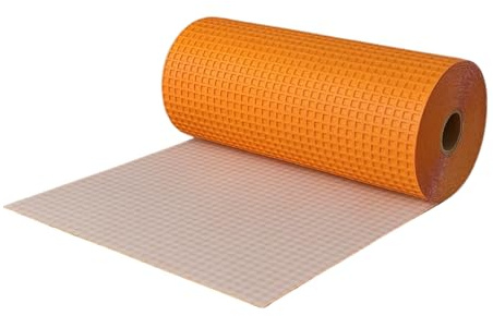 Entkopplungsmatte aus Polyethylen-Kunststoff mit elektrischer Membran, wasserdicht und permanent, für Boden, 30 m, Orange (1 m x 30 m = 30 m²)