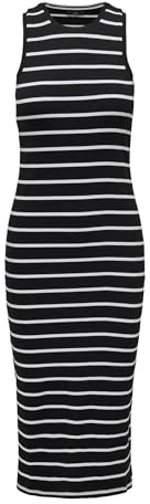 Only Onlbelfast - Vestido Midi para Mujer, diseño de Rayas, Negro, M