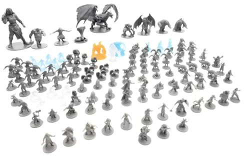 Blacklist Games Miniatures: Fantasy Series 1 Stretch Goals - 66 stili - 10 figure grandi - 1 gigante 1 drago - 3 colori - altamente dettagliate (131 articoli)