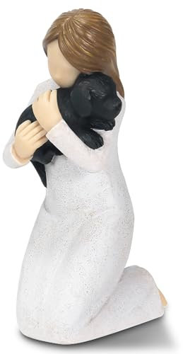 Carracci Cadeaux commémoratifs pour la perte d'un chien noir, statue de souvenir d'ange pour chien, cadeau de condoléances pour la perte du chien, cadeau de condoléances pour la mort du chien, cadeau