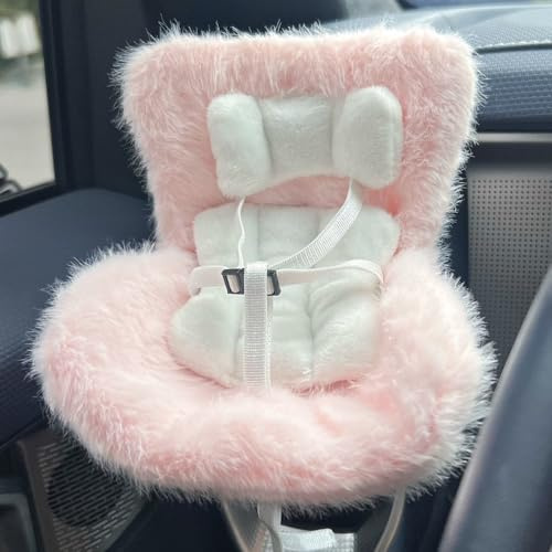SwiftServ Asiento de coche para muñecas de 17 cm con clip de ventilación y soporte de escritorio, bonito y funcional adorno de coche para fanáticos de muñecas de caja ciega, coleccionistas (rosa)