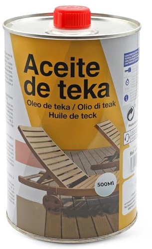 PLAYZOCO Aceite para Teca, Aceite para Teka, Protección y restauración de la madera Teca, Transparente incoloro, Contiene 500 ml
