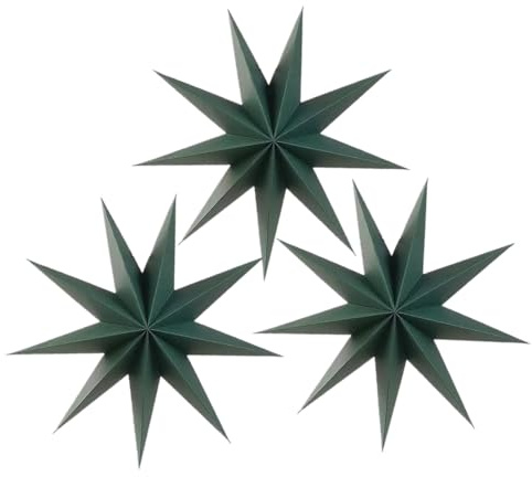 3 Pack Green 3D Paper Stars Hanging Large 12 Inch Wedding Christmas Birthday Party Home Decor