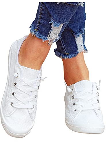 Hanraz Chaussures de costume traditionnel pour femme - Chaussures de mariée brodées avec motif floral - Tissu en maille respirante - Chaussures d'été légères et plates - Blanc et noir - Tailles 36 à