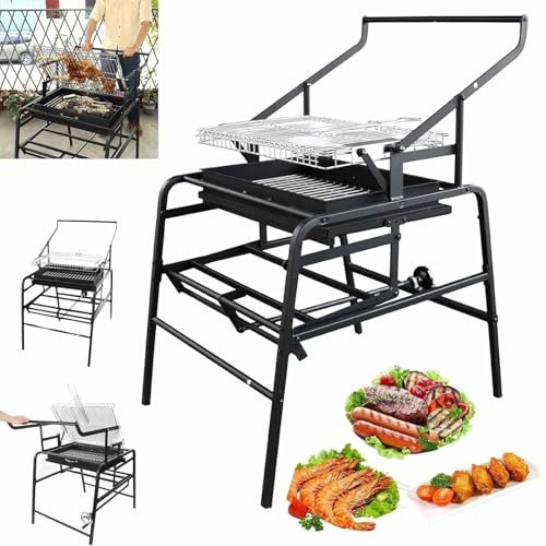 ZenSeFarin Parrillas Carbón Giratorias 360°,Parrilla Carbón Portátil para Exteriores,Parrilla Barbacoa Giratoria Acero Inoxidable,para Acampar,Barbacoas, Picnics,Fiestas En La Playa,Cocina