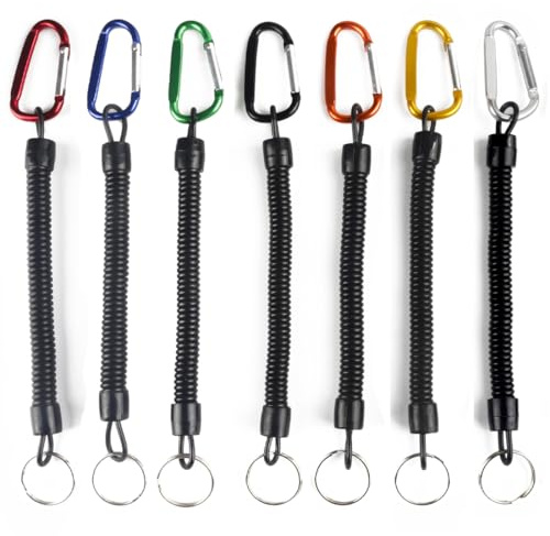 DOKRIN Alicates y herramientas Paquete de 7 cordones antipérdida para equipo de pesca, llaveros elásticos de plástico, bolsas, tijeras y diversos accesorios de pesca.