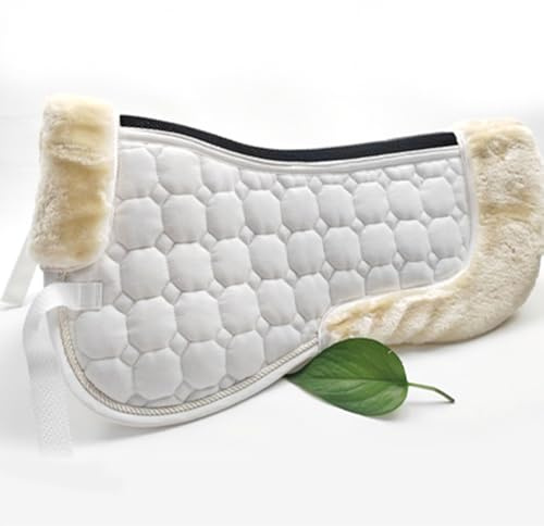 Media almohadilla inglesa para caballo: cojín para silla de montar, manta para silla de montar con comodidad y soporte para la espalda(white)