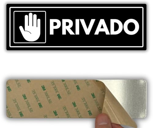 LEIASA | Señal Privado - 7,5 x 23 cm - Grosor 2 mm - Acrílico - Placa Adhesiva - Cartel Zona Privada - Rótulo Acceso Restringido - (Privado Mano)