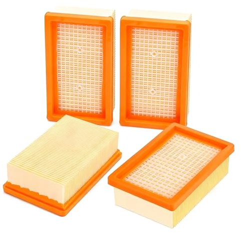 4 Piezas de Filtro Plisado Plano Compatible con Kärcher WD4, WD5, WD6, MV4, MV5, MV6, Filtro de Pliegues Plano Repuesto para Pieza 2.863-005.0, para Aspiradoras en Seco y Húmedo