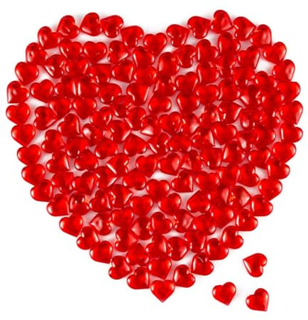 GUIZIYAO 200 Pezzi Cuore Cristalli Decorativi, 3D Cuori Rossi, 10MM Mini Sassolini Decorativi, Adatto Decorazioni per Matrimoni, Decorazioni per Tavoli, Riempimento di Vasi, Lavori di Bricolage