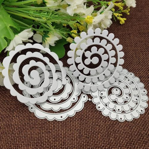 Matrices de découpe en métal avec cadre en forme de fleur en spirale de 13 x 7 cm pour fabrication de cartes, scrapbooking, album photo, loisirs créatifs, décoration de cartes