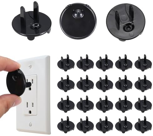 MECCANIXITY 20 Pack Outlet Covers Proofing, Electrical Safety Plug Covers Outlets Socket Proof Caps Easy Install Plug Power Sockets Protectors for 3-Prong Power Wall Plate, Black