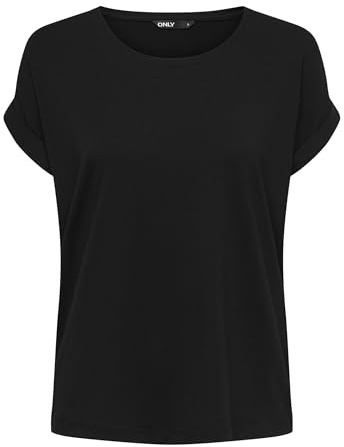 Only Onlmoster S/s O-Neck Top Noos Jrs Camiseta, Negro (Black Detail: Solid Black), 38 (Talla del Fabricante: Small) para Mujer