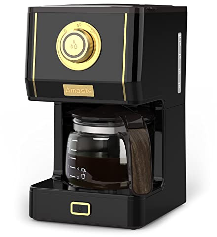 Amaste Coffee Maker, 25 Oz Drip Retro Style Coffee Machine with Glass Coffee Pot with Reusable Coffee Filter & Three Brewing Modes, Warming Plate, CM 1003AE-Black