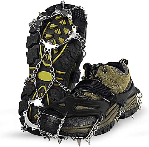 Spikes für Schuhe GRÖßE 44-47 Schuhspikes, Schuhkrallen Steigeisen für Schuhe im Winter Steigeisen Grödel Eisspikes, Schuhkrallen mit Edelstahl Zähne Spikes Grödeln Klettern Bergsteigen Trekking