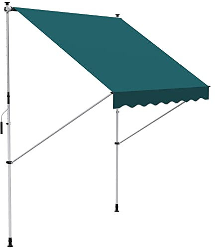 Outsunny Tenda da Sole 2x1.5m per Esterno a Rullo con Manovella, Telaio Telescopico e Angolazione Regolabile, Verde