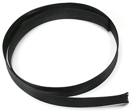 Aicosineg 3.28ft PET Flexible Braided Cable Sleeve 1inch Width Wire Loom Sleeving and Organizer Flexible Wire Mesh Sleeve Wrap Protector for TV Audio PC Cords from Pets Chewing Black