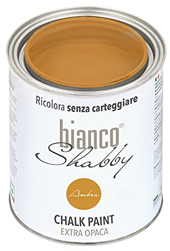 bianco Shabby® Ambra (Amber) Water-Based Chalk Paint for All Surfaces – Extra Matt Finish (1 Litre)