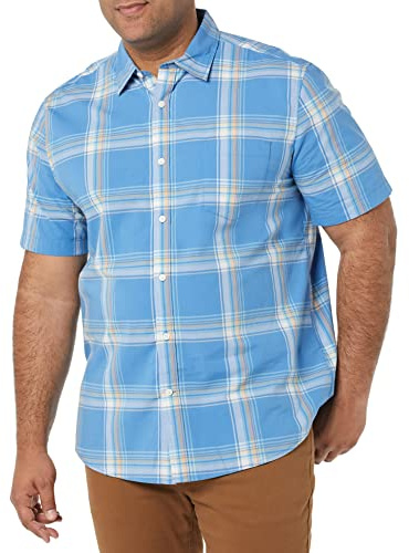 Amazon Essentials Hombre Camisa de Popelina elástica, Manga Corta (Disponible en Tallas Grandes)