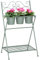 Outsunny Soporte de Metal para Plantas Plegable con 3 Macetas Incluidas y Estante Inferior Porta Macetero Decorativo de Flores para Interiores y Exteriores 47x37x78,5 cm Verde
