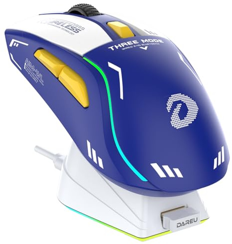 DAREU A950 Wireless Gaming Mouse with RGB Charging Dock,88g Lightweight Programmable Tri-Mode Wireless Mouse Gaming, Up to 12K DPI,1000Hz,120Hrs Playtime with RGB Backlit, Great for PC, Mac