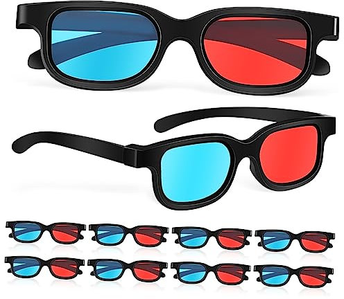 HEMOTON 10 Pcs 3 Red- 3d Gaming Glasses for Movies & Games Red Tinted Sunglasses Projector Glasses Cinema Night Accessories 3d Lenses Glasses Lunette Glasses for Kids Tv Abs