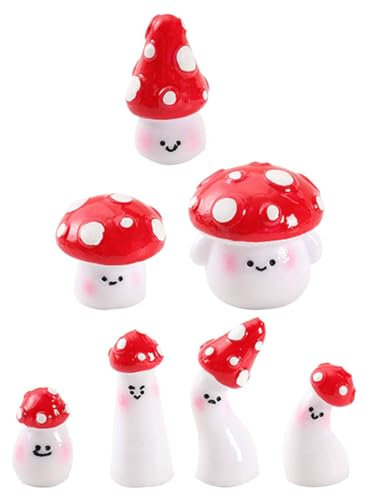 BESPORTBLE 7pièces Décoration De Champignons Résine pour Jardin Miniature Accessoires Bonsai Colorés pour Micro Paysage