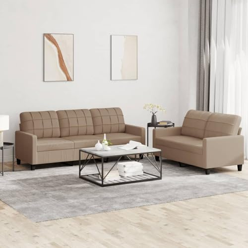Gecheer Set di Divani 2 pz con Cuscini Cappuccino in Similpelle