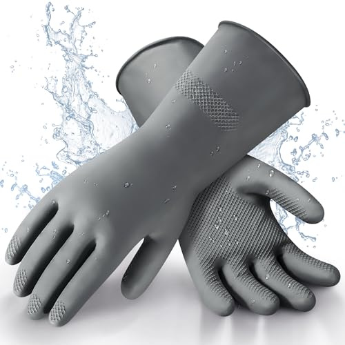ZaoKing Heavy Duty Rubber Gloves,Durable Kitchen Gloves with Non-slip Grip,Car Washing Gloves Suitable for Dish Washing,Household Cleaning,Gardening,Medium