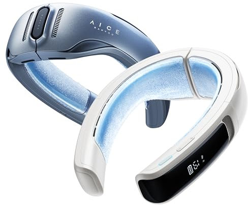 RANVOO AICE LITE Plus 2025 Flux d'Air Max [N°1 Plus Frais & Plus Durable] Climatiseur de Cou, Ventilateur Rechargeable 6.000 mAh, Souffle de l'Air Froid, Cadeau pour Maman, Bleu