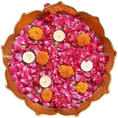 Cuenco de loto Urli hecho a mano, 1 unidad, 30 cm, para Diwali, flores flotantes, velas de té