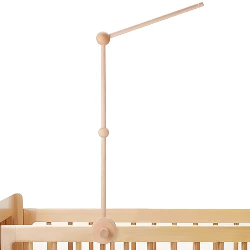 PandaEar Soporte de Móvil para Cuna de Bebé, Soporte de Madera de Haya con Fijación Antideslizante, Colgador de Móvil para Cuna y Decoración de Guardería