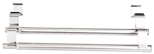 Barre porte-serviettes télescopique double couche en acier inoxydable pour salle de bain cuisine