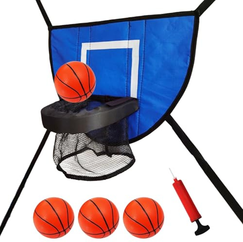 Studsmatta basketring, brytbar kant för dunking, justerbart mjukt basketbollnät med 4 bollar och pump, studsmatta basketbollar fäste för barn lekplats, brytkant för dunking