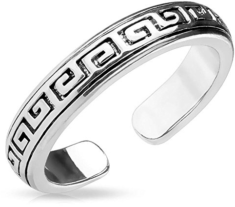 Bungsa Irrgarten Zehenringen Schmal Silber Damen Brass (Zehring Fussschmuck Fussring Toe-Ring Nail Ring Nagelring biegbar Verstellbar)