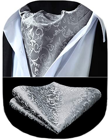HISDERN Ascot slips för män slips och näsduk Paisley blomslips formellt bröllop elegant jacquardslips ascot halsduk herr
