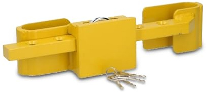 JOM Car Parts & Car Hifi GmbH 127439 Containerschloss aus gehärtetem Stahl, Diebstahlschutz, inklusive Bügelschloss, 4 Schlüssel, 2-teilig, Farbe Gelb