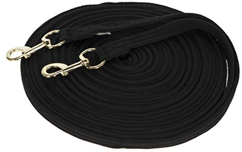 Covalliero Doppellonge Soft, Longierleine, Longierstrick, Drehkarabiner, Mischgewebe, schwarz, 17m, Pferd, mit großer Handschlaufe