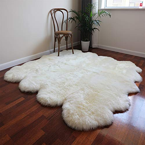Alfombra Piel De Oveja Auténtico Alfombra Piel De Cordero Grande Alfombra Lana Alfombras Pelo Largo (Size : 8p(185 * 200cm))