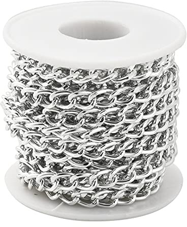 Jaydis 16,4 fot aluminium pansarkedjor 2 mm vridna länkar korskabelkedjor silverpläterad med spole för hänge halsband smyckestillverkning