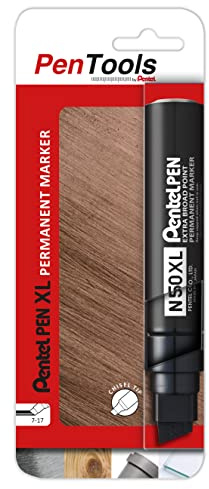 PenTools by Pentel N50XL-PRO1AEU - Pennarello permanente, punta a scalpello extra larga (tratto 7,0 – 17,0 mm) per marcature di grandi dimensioni, 1 pezzo, nero, 1 blister, N50XL-PRO1AEU