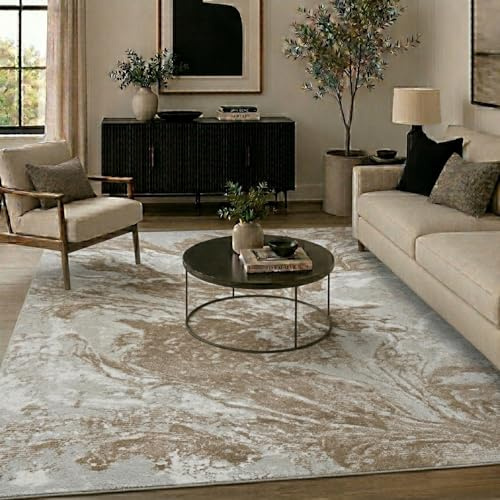 Serdim Rugs Serenity Metallic Two-Tone Indoor Area Rug - Contemporary Abstract Design - Marble Stone- 160x230 cm