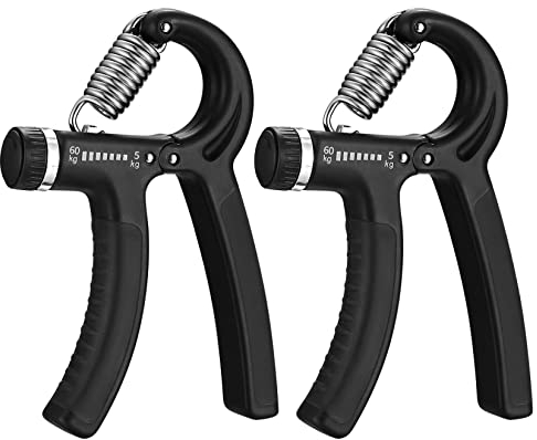 2 Stk Handtrainer Unterarmtrainer 5-60KG Verstellbarer, Griffkraft Trainer, Fingertrainer, Hand Trainingsgerät, Hand Trainer Gripper für Fitness Klettern Krafttraining Stressabbau Schwarz-2er Pack