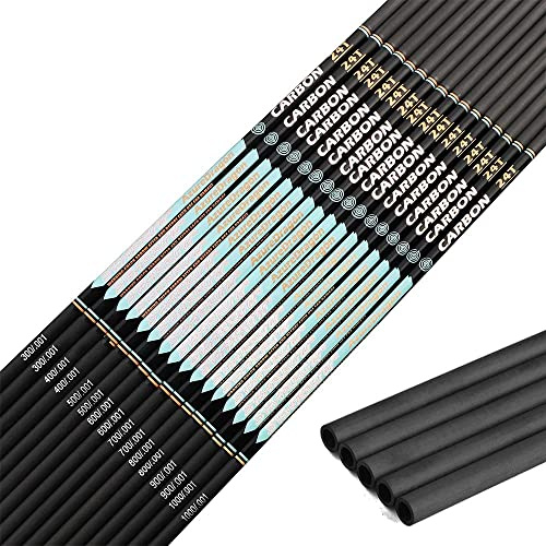 HNZMDY 32 Arbres de Flèches en Carbone ID 4.2mm Spine 300-1000 Tubes de flèches pour Le Tir à l'arc à Poulies Arc Recourbé Flèche de Chasse DIY 6/12 Paquet (6, Spine 700)