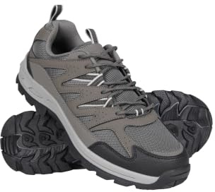 Mountain Warehouse Highline II Mens Shoes - Suede Mesh Upper Walking Shoes, EVA Footbed Footwear, Grippy Outsole - for Spring Summer, Hiking, Camping & Outdoors Dark Grey Adult Shoe Size 9