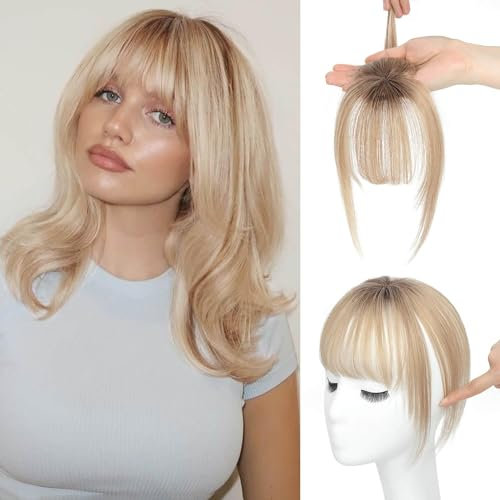 Fine Plus Hair Clip in Pony Echthaar - 360° Clip in Remy Fringe Bangs Hair Extensions Mit Tempel Haarteile für Frauen - Natürliche Haarverlängerung