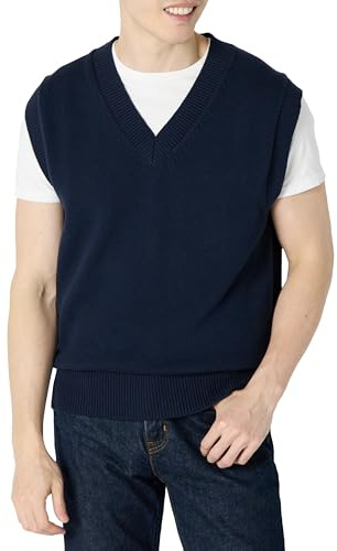 Amazon Essentials Gilet da Uomo con Scollo a V, vestibilità Comoda, Blu Navy, S
